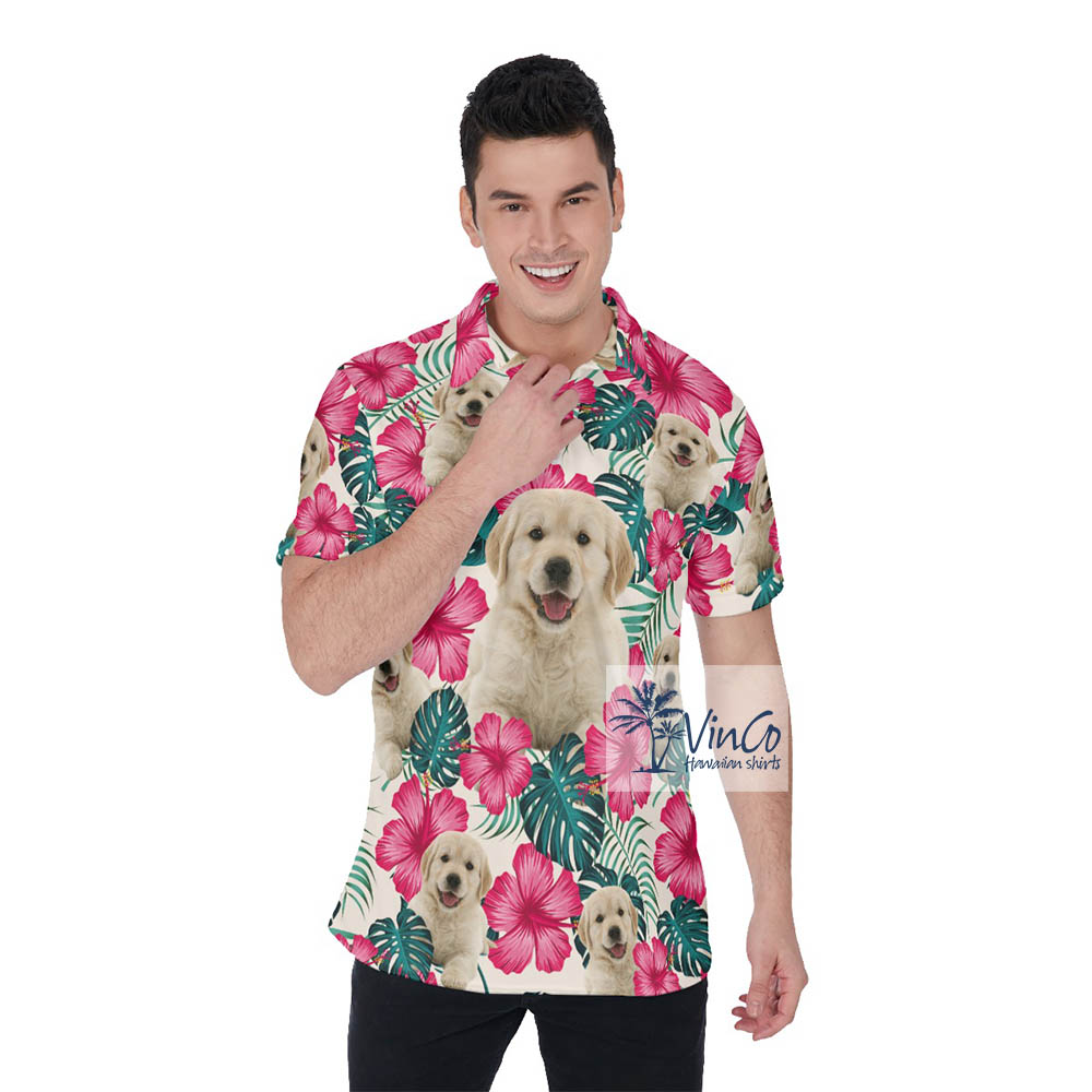Personalized Pet Face Hawaiian Golf Shirt For Men - variant image 1