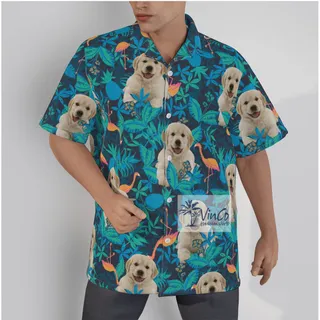 Flamingo Custom Dog Face Hawaiian Shirt For Men