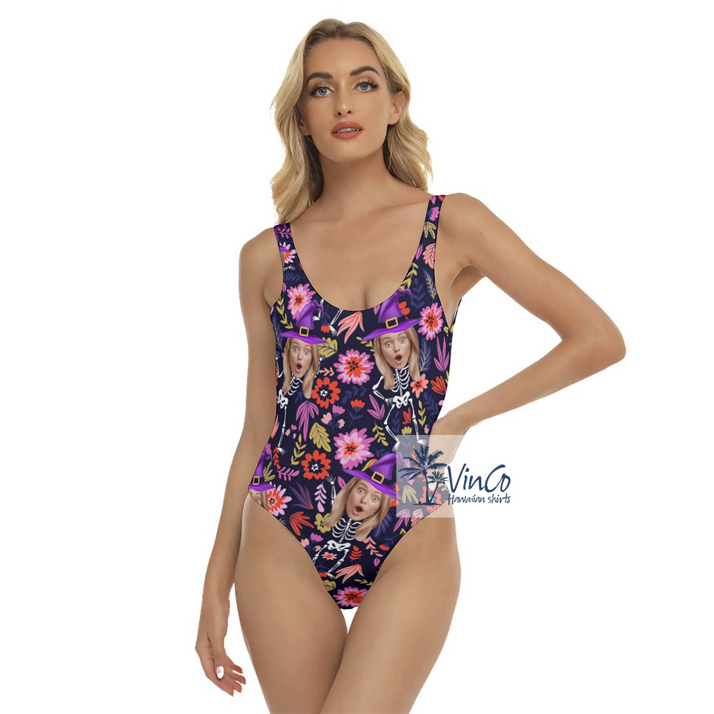 Personalized Face Witches Halloween Hawaiian Swimsuit For Women - variant image 1
