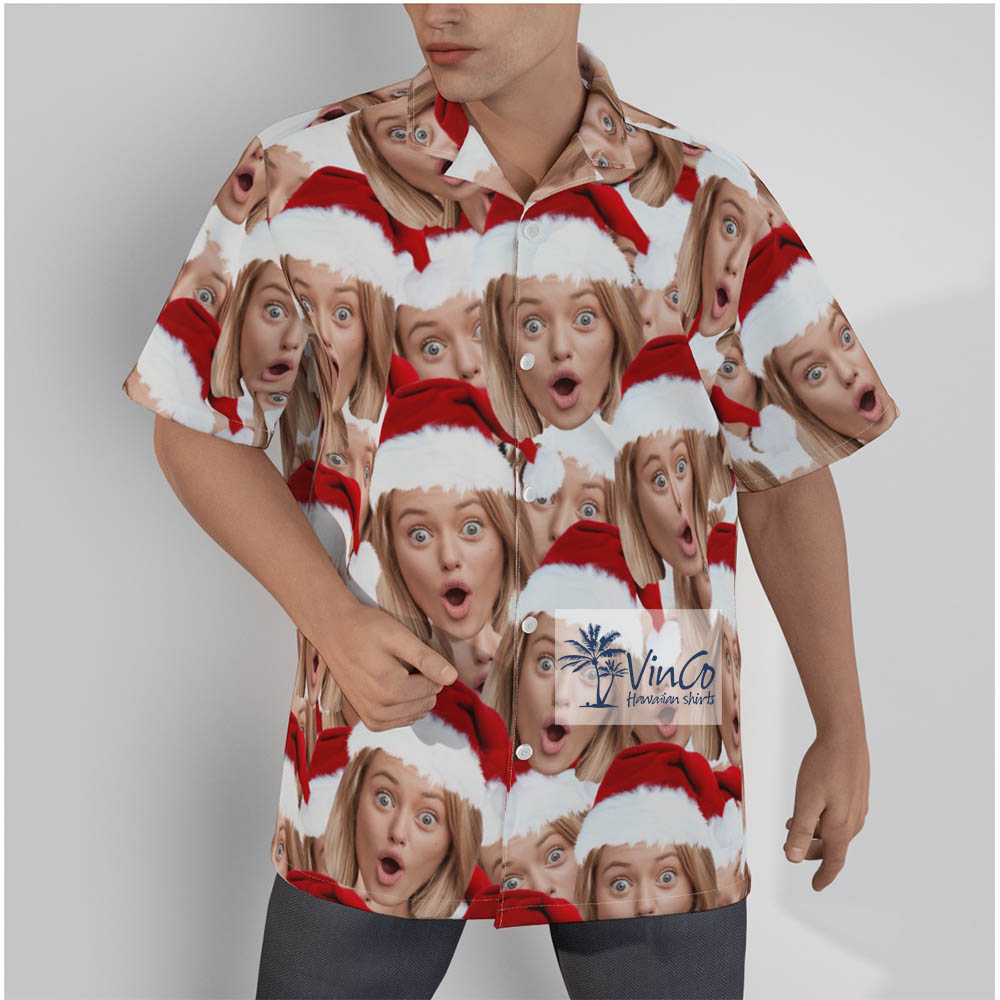 Men's Custom Multiple Faces Christmas Hawaiian Button Up Shirt - variant image 1