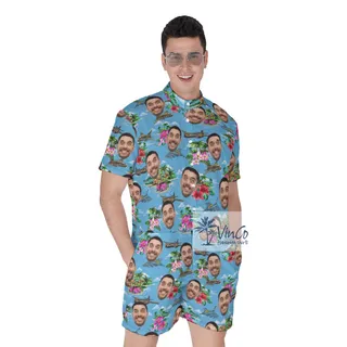 Custom Face Airplanes Hawaiian Romper For Men