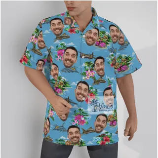 Funny Custom Face Airplanes Tropical Hawaiian Shirt