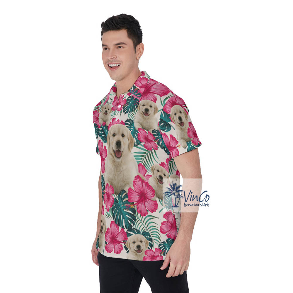 Personalized Pet Face Hawaiian Golf Shirt For Men