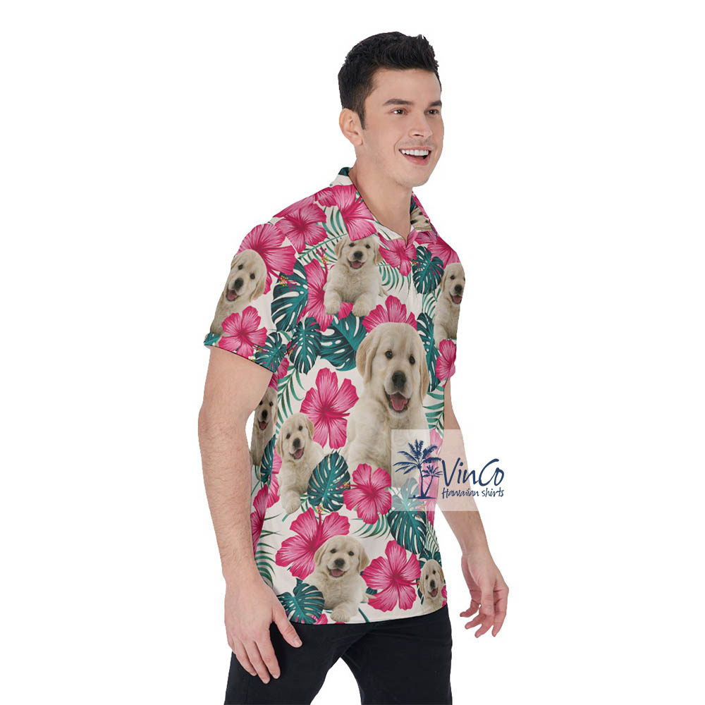 Personalized Pet Face Hawaiian Golf Shirt For Men