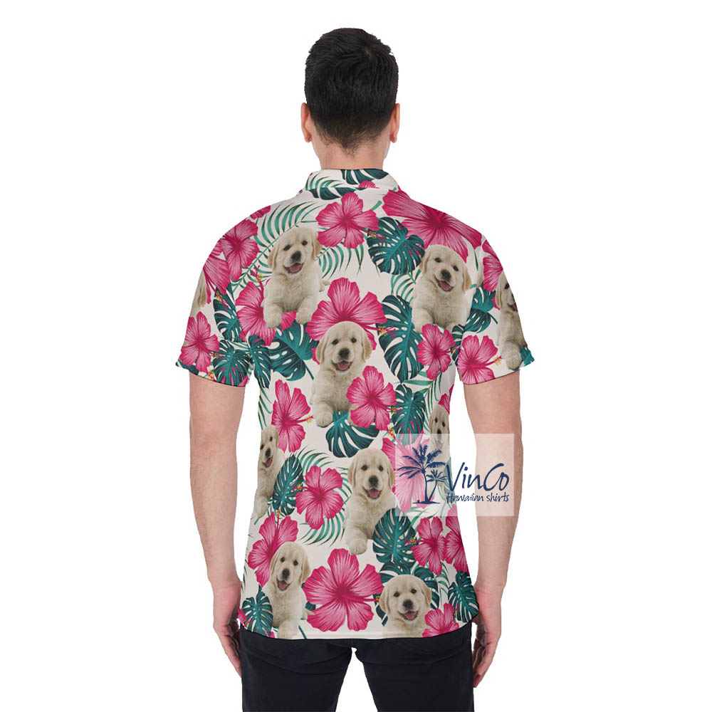 Personalized Pet Face Hawaiian Golf Shirt For Men