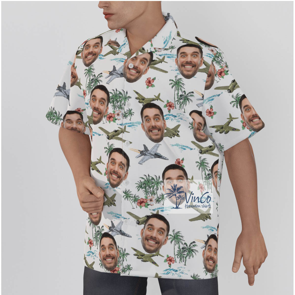 Custom Face Airplanes Tropical Hawaiian Shirt