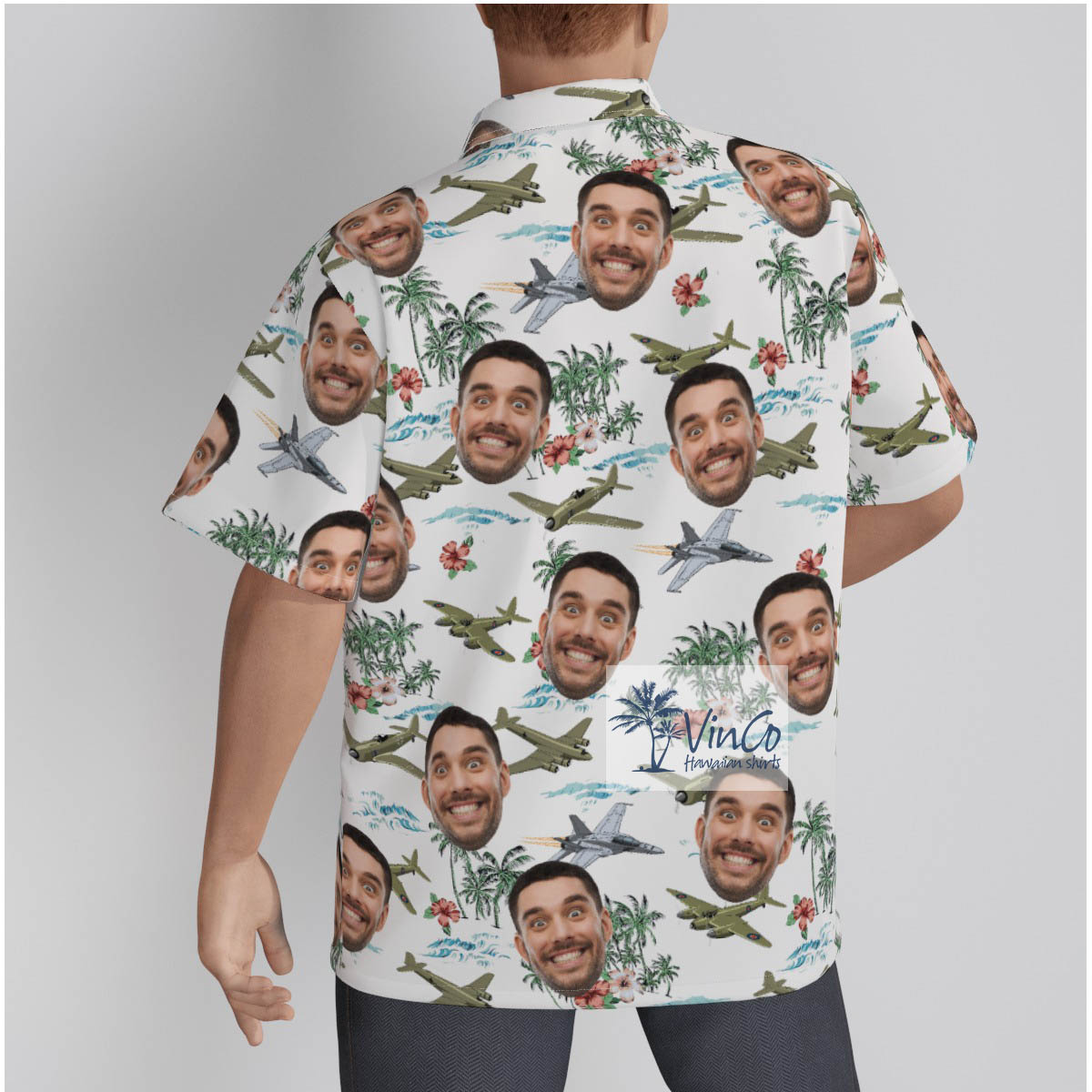 Custom Face Airplanes Tropical Hawaiian Shirt