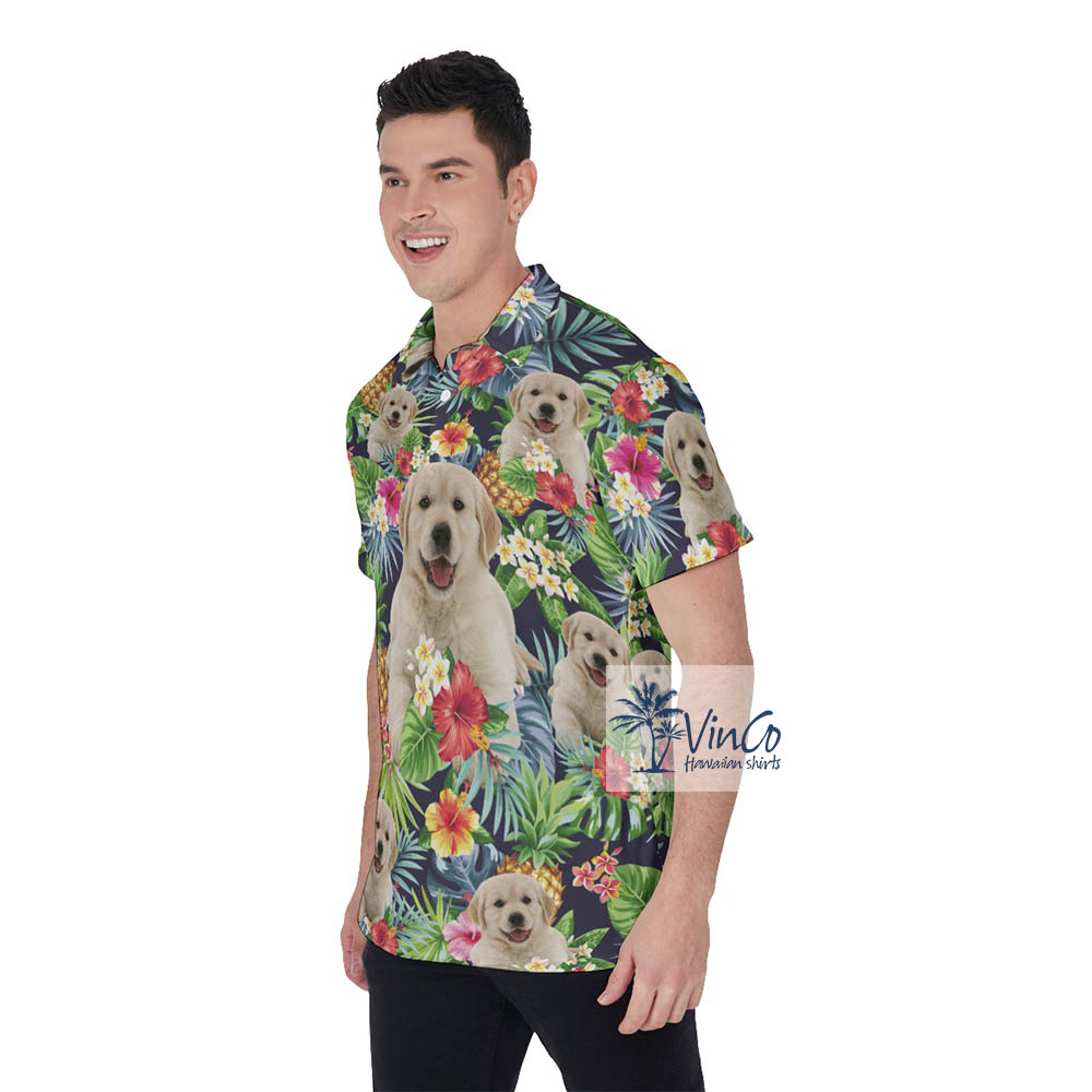 Tropical Custom Dog Face Hawaiian Polo Shirt