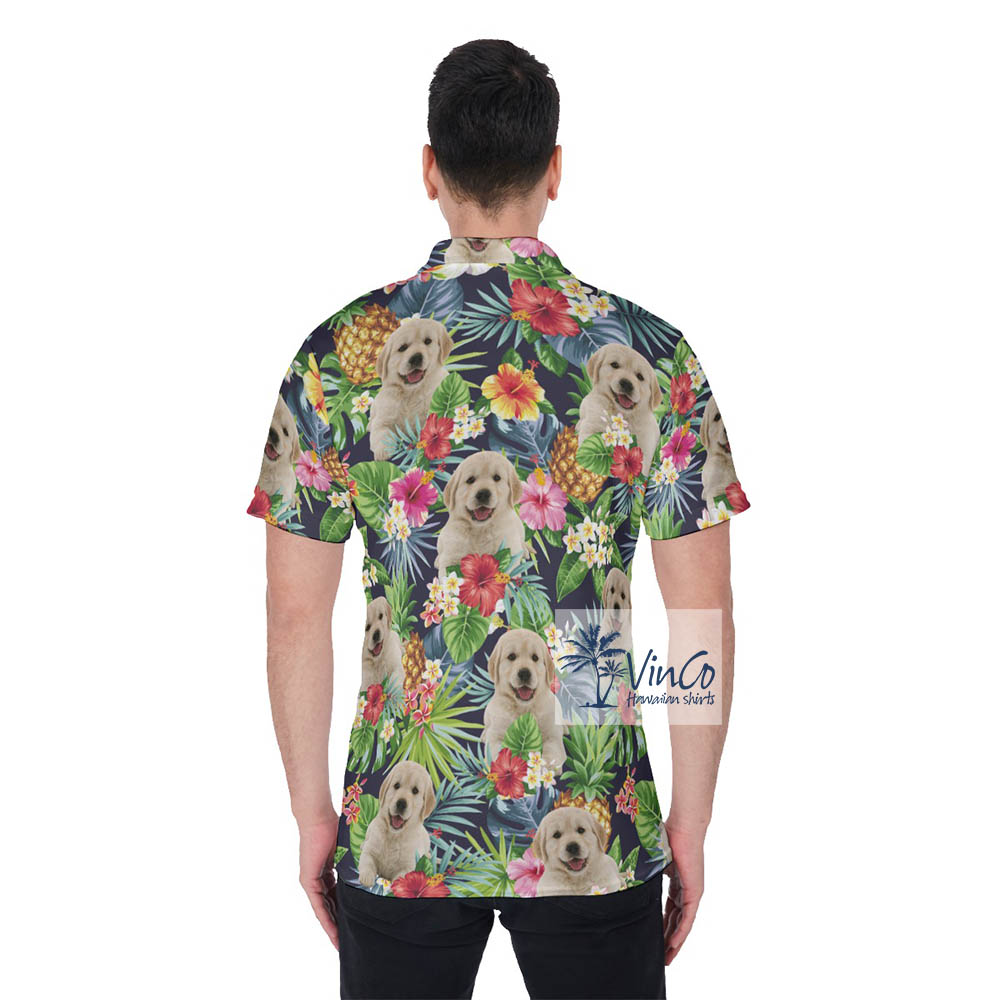 Tropical Custom Dog Face Hawaiian Polo Shirt