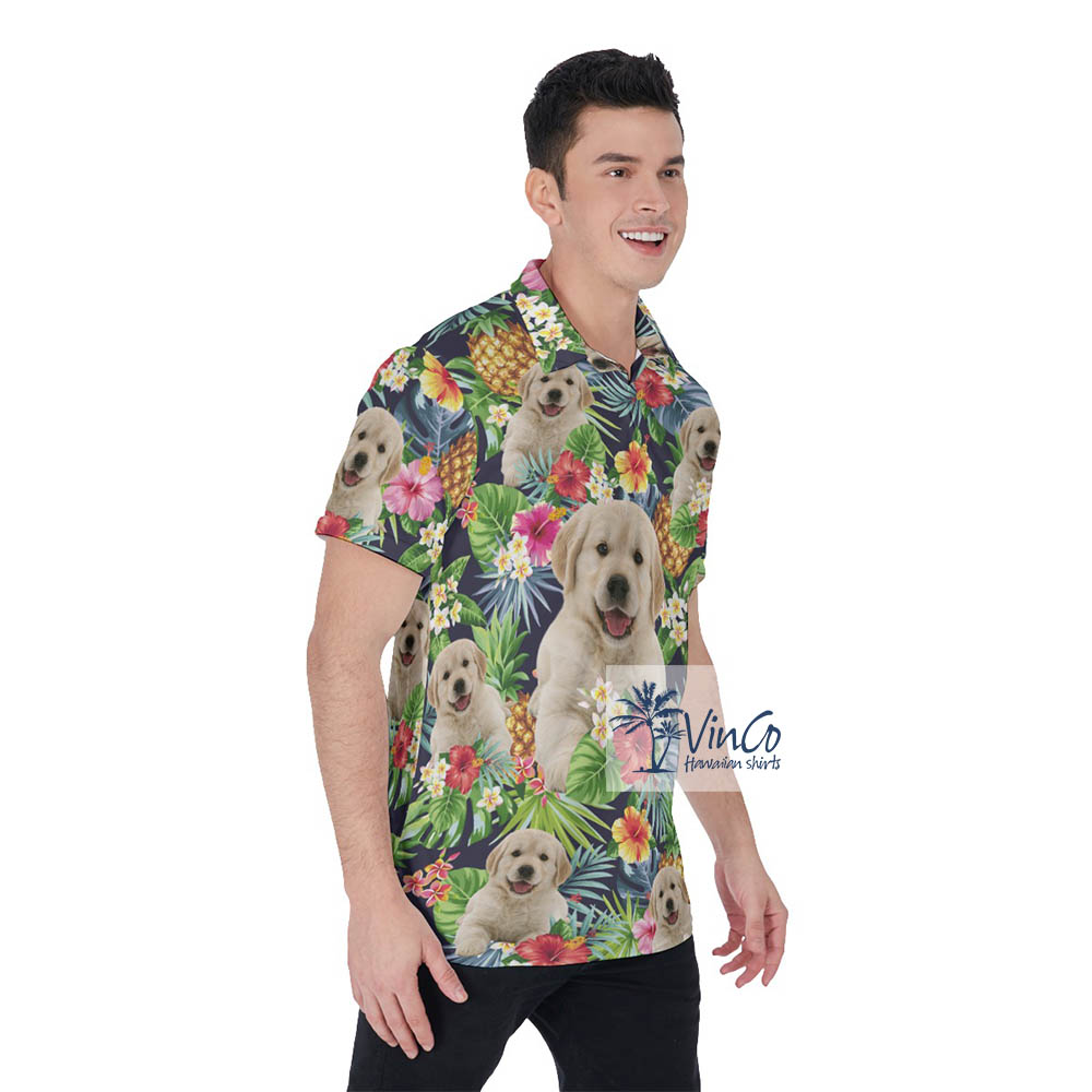 Tropical Custom Dog Face Hawaiian Polo Shirt
