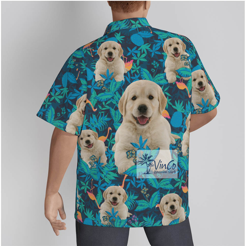 Flamingo Custom Dog Face Hawaiian Shirt For Men