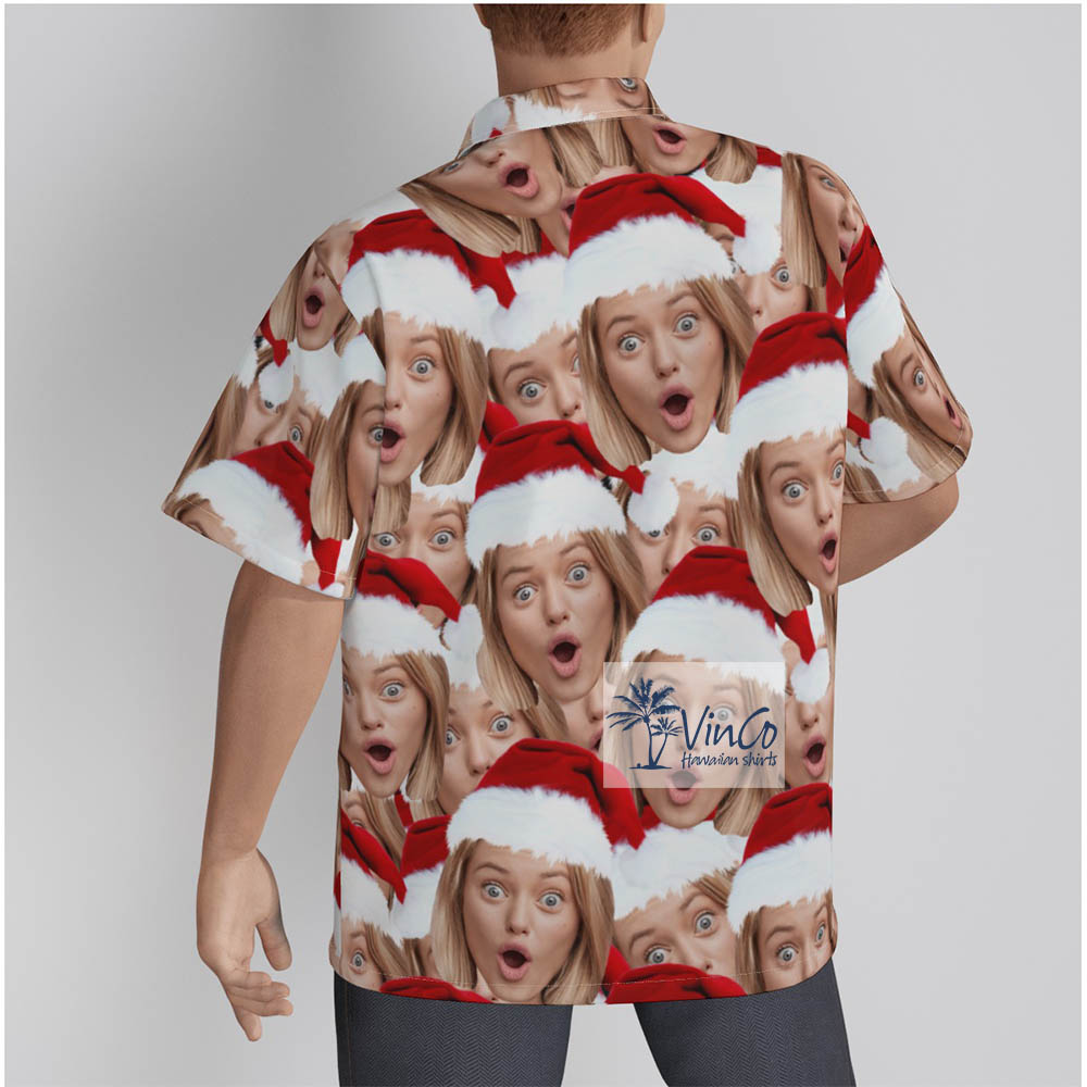 Men's Custom Multiple Faces Christmas Hawaiian Button Up Shirt