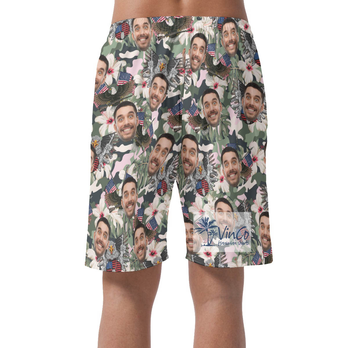 Cool American Eagle Gun Custom Face Hawaiian Summer Shorts