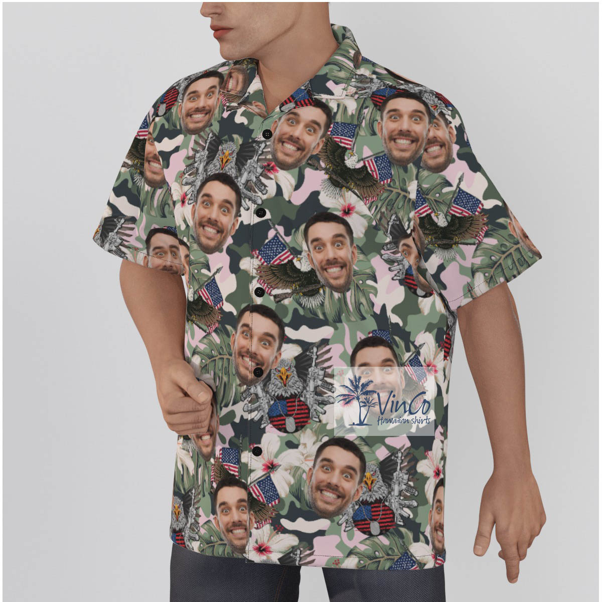Custom Face American Eagle Tactical Hawaiian Shirt