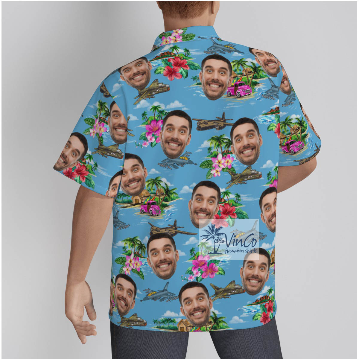 Funny Custom Face Airplanes Tropical Hawaiian Shirt