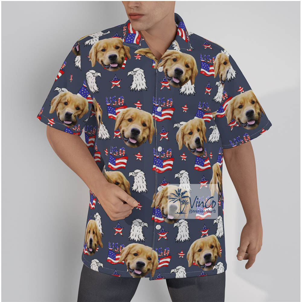 Upload Pet Photo American Hawaiian Shirt For 4th Of July - variant image 1