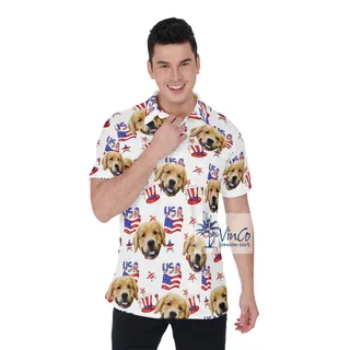 Personalized Pet Face Patriotic American Polo Shirt