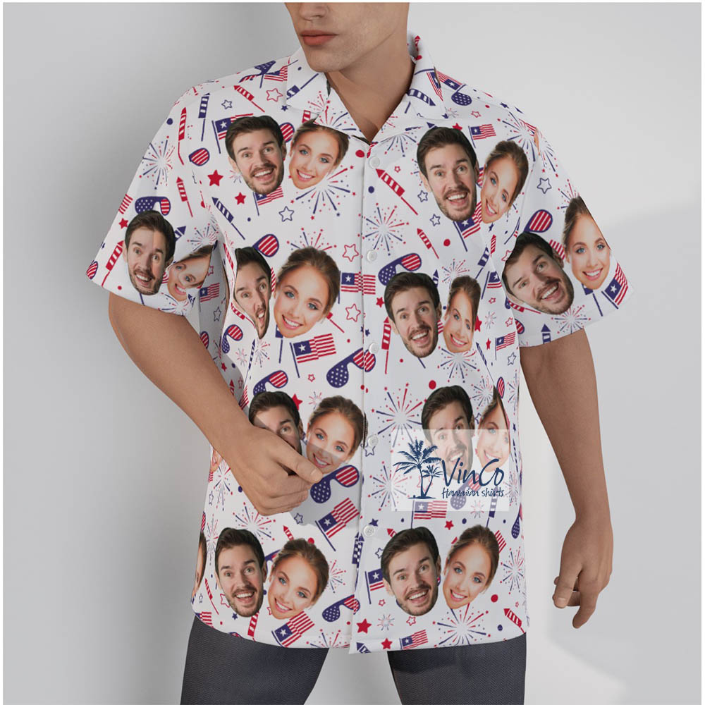 Custom 2 Faces 4th of July Hawaiian Button Shirt For Men - variant image 1