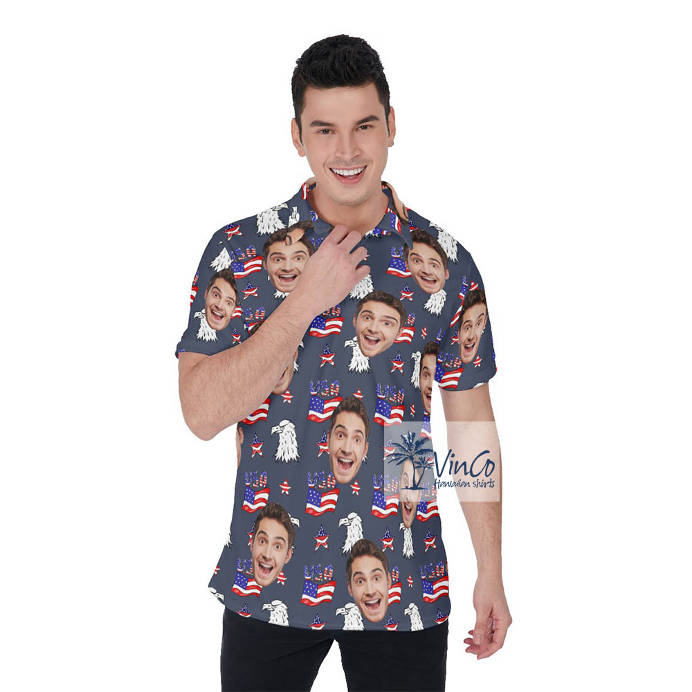 Custom Multiple Faces 4th Of July Polo Golf Shirt Hawaiian Polo For Men - variant image 1