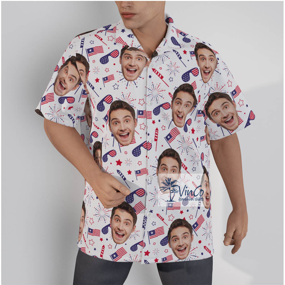 Upload Photo Custom Hawaiian Shirt 4th of July For Men - variant image 1