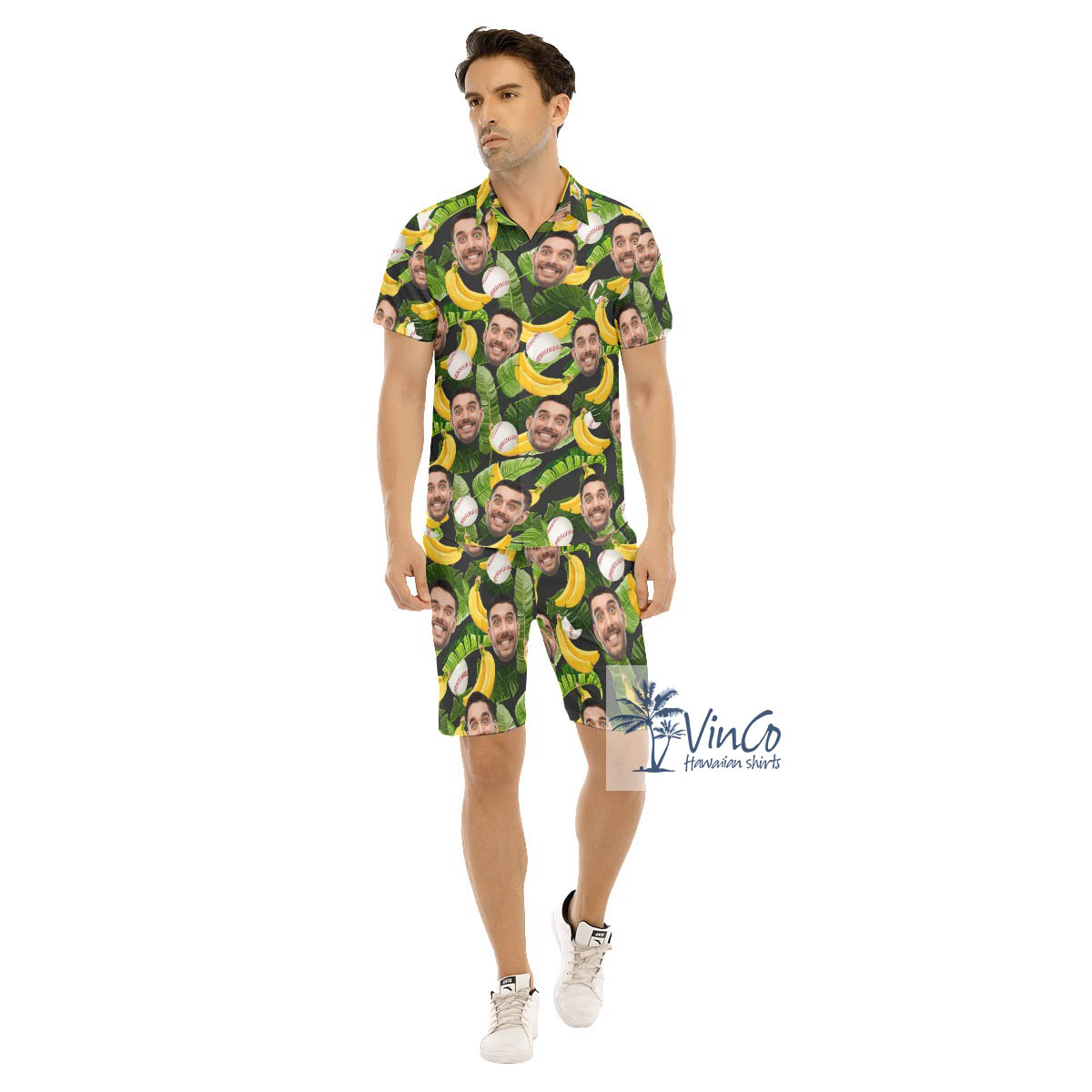 Custom Face Baseball Fans Hawaiian Shirt And Matching Shorts For Men - variant image 1