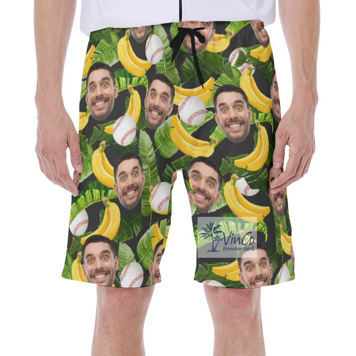 Custom Face Tropical Banana Hawaiian Swim Trunks For Baseball Fans - variant image 1