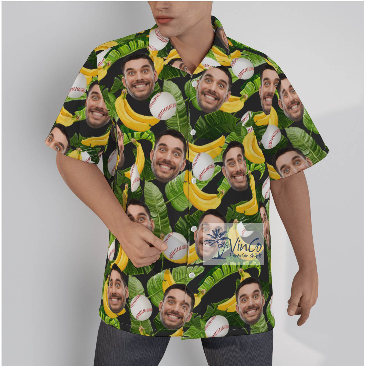 Funny Custom Baseball Tropical Hawaiian Shirt With Face - variant image 1