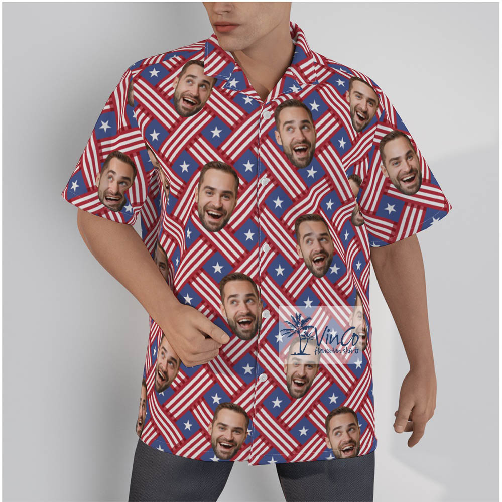 Custom 4th Of July American Hawaiian Shirt With Faces For Independence Day - variant image 1