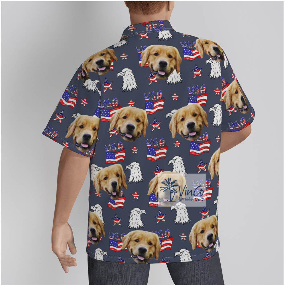 Upload Pet Photo American Hawaiian Shirt For 4th Of July