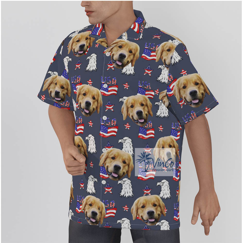 Upload Pet Photo American Hawaiian Shirt For 4th Of July