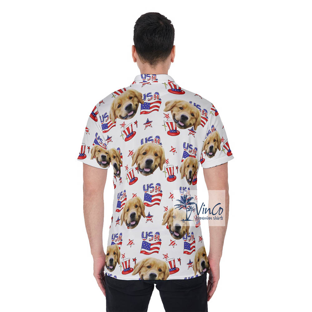 Personalized Pet Face Patriotic American Polo Shirt