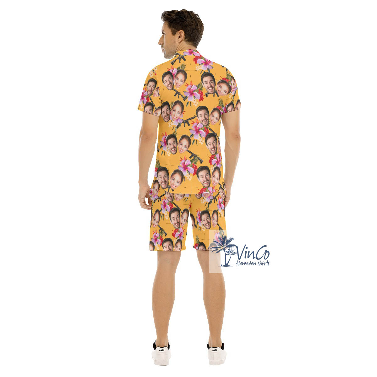 Funny Custom Floral Gun Hawaiian Shirt And Shorts With Multiple Faces