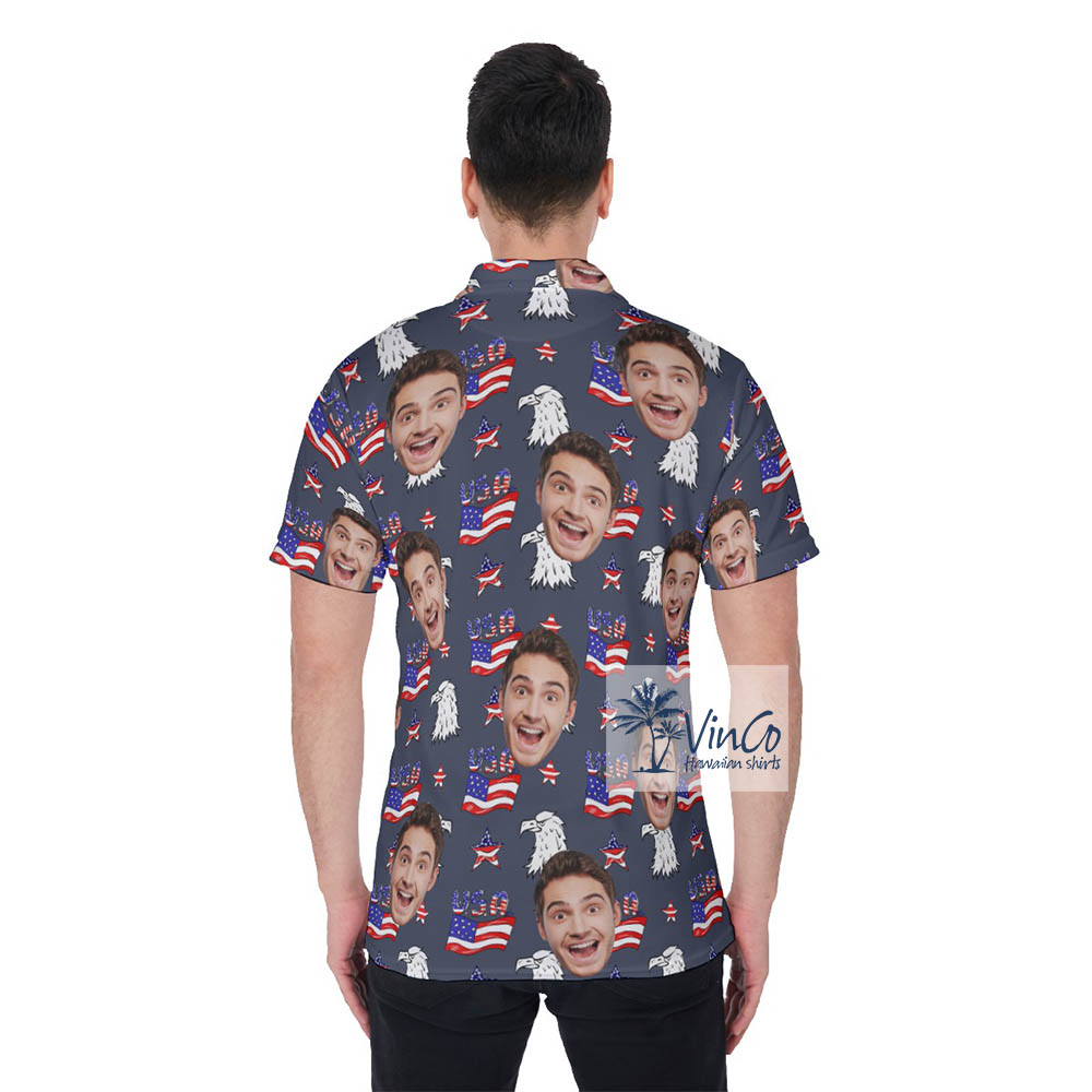 Custom Multiple Faces 4th Of July Polo Golf Shirt Hawaiian Polo For Men
