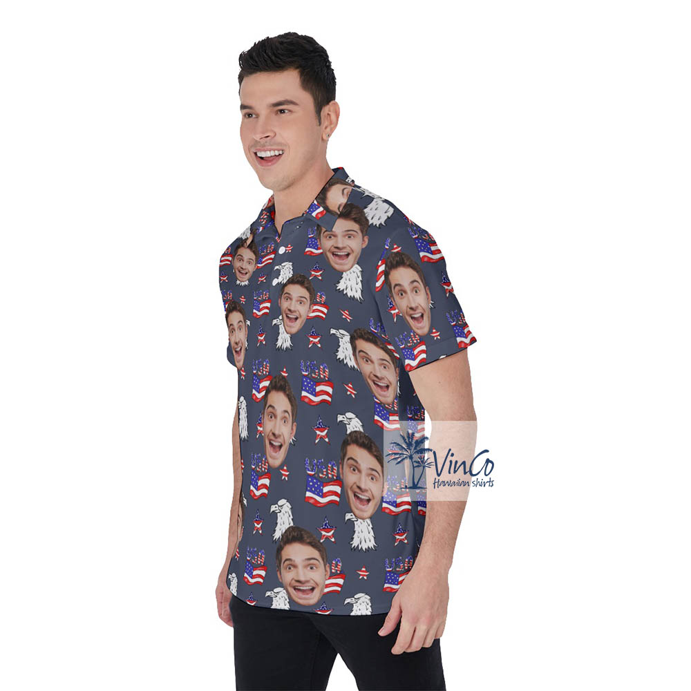 Custom Multiple Faces 4th Of July Polo Golf Shirt Hawaiian Polo For Men