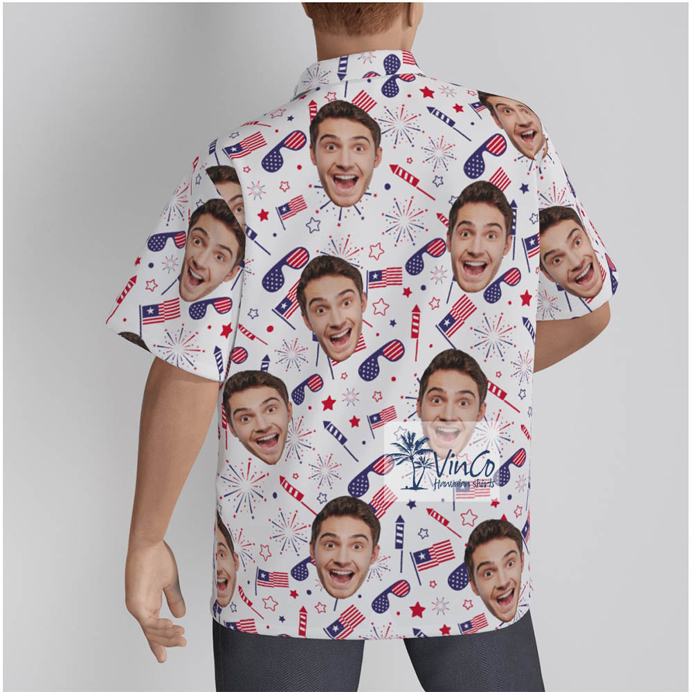 Upload Photo Custom Hawaiian Shirt 4th of July For Men