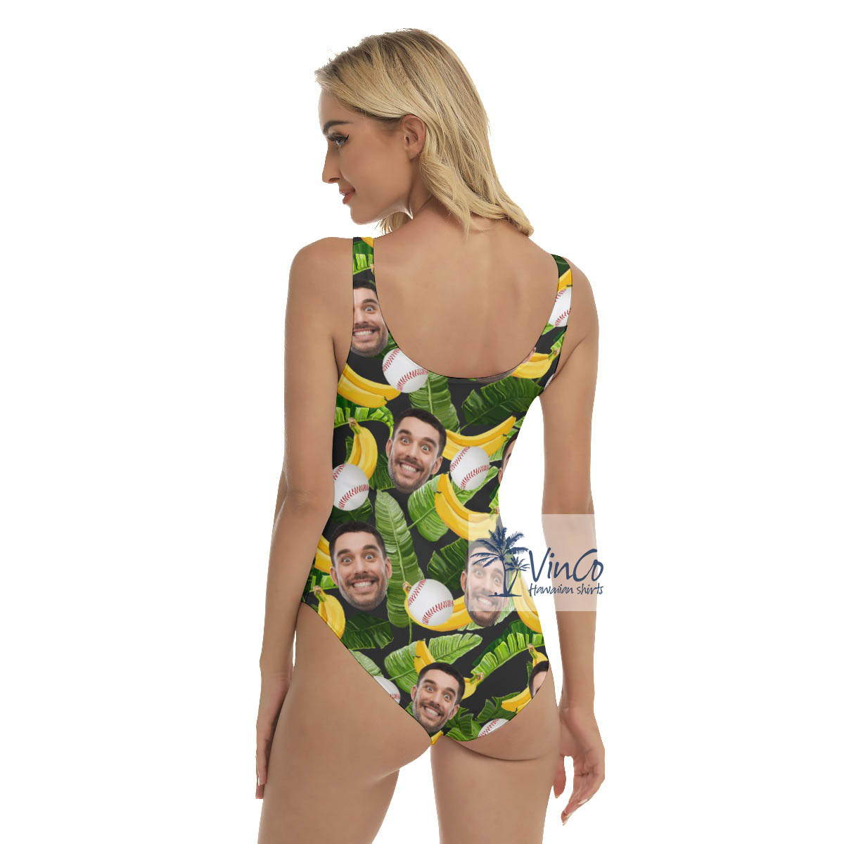 Custom Face Hawaiian Swimsuit For Baseball Fans