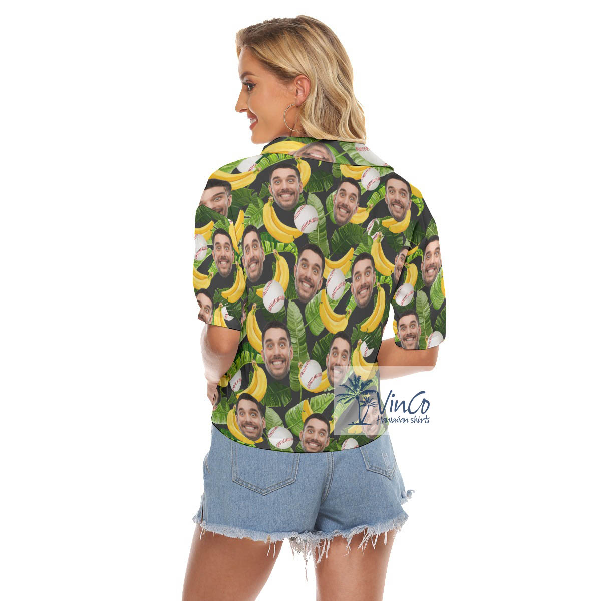 Custom Face Tropical Hawaiian Cropped Shirt For Baseball Fans