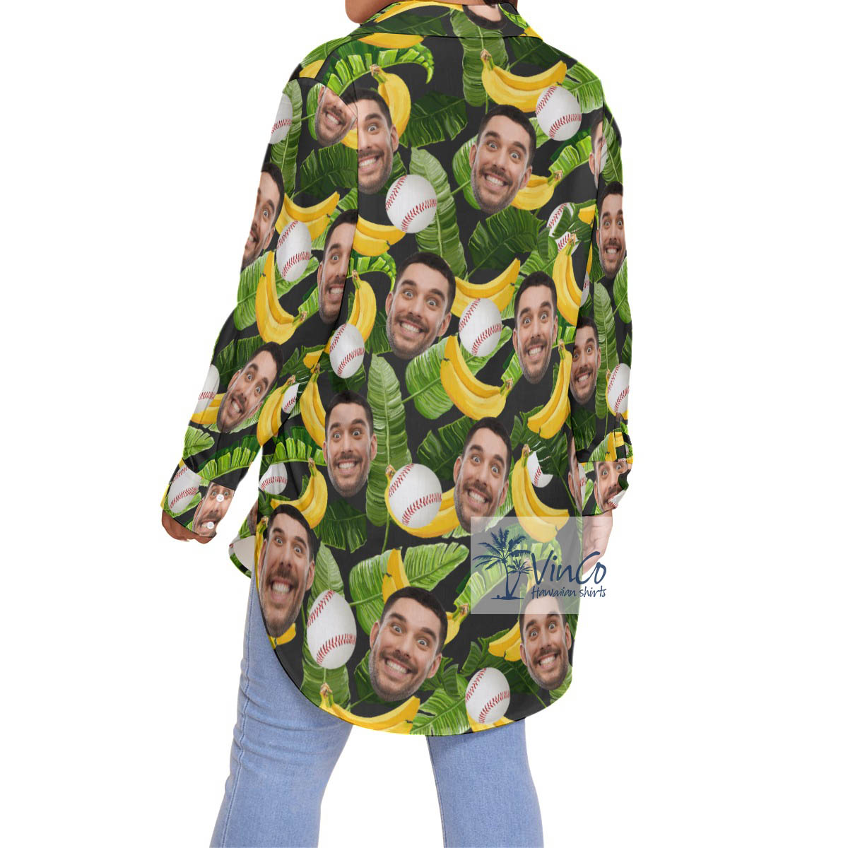 Funny Custom Baseball Tropical Hawaiian Plus Size Shirt With Face