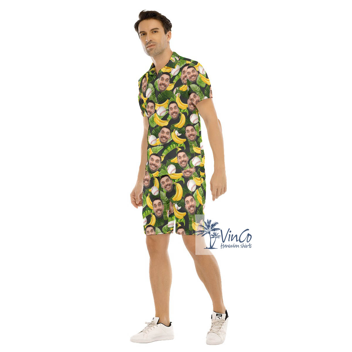 Custom Face Baseball Fans Hawaiian Shirt And Matching Shorts For Men