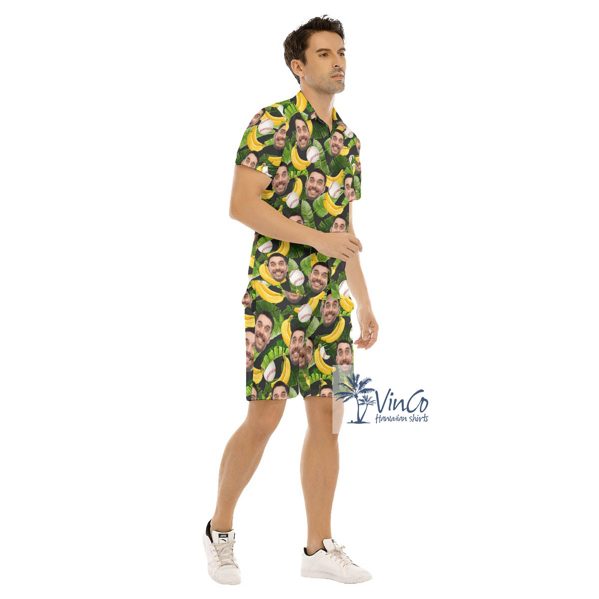 Custom Face Baseball Fans Hawaiian Shirt And Matching Shorts For Men