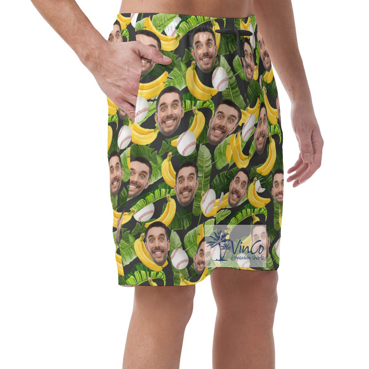 Custom Face Hawaiian Beach Shorts Tropical Banana Baseball