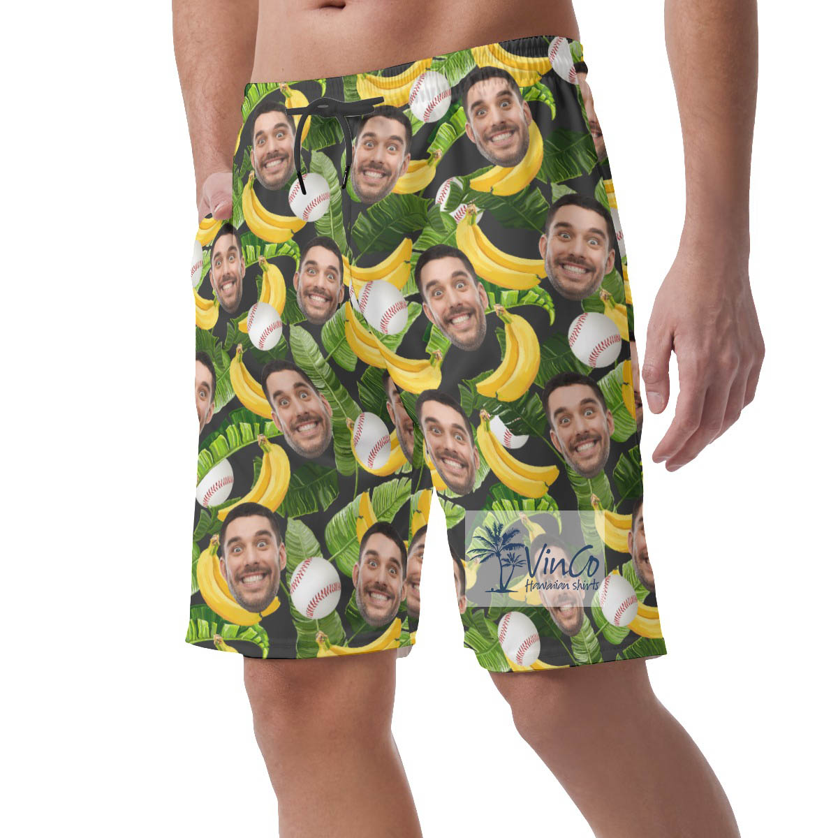 Custom Face Hawaiian Beach Shorts Tropical Banana Baseball