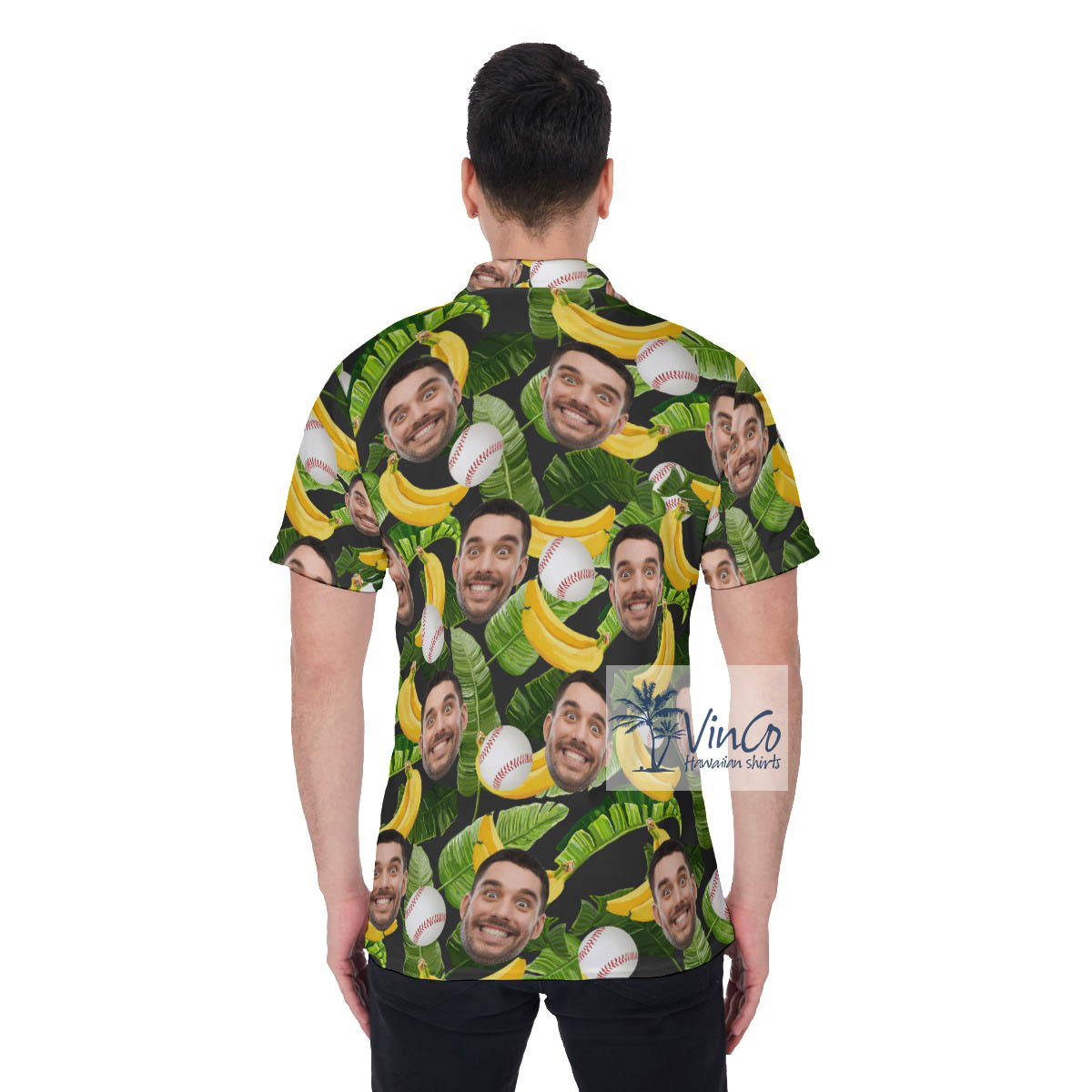 Tropical Banana Baseball Hawaiian Polo Shirt With Custom Face