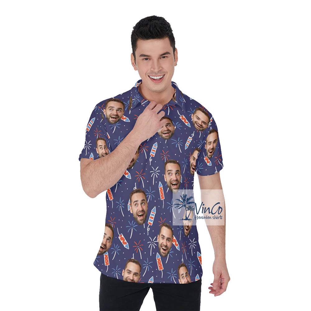 Personalized Faces 4th Of July Men's Hawaiian Shirt - variant image 1