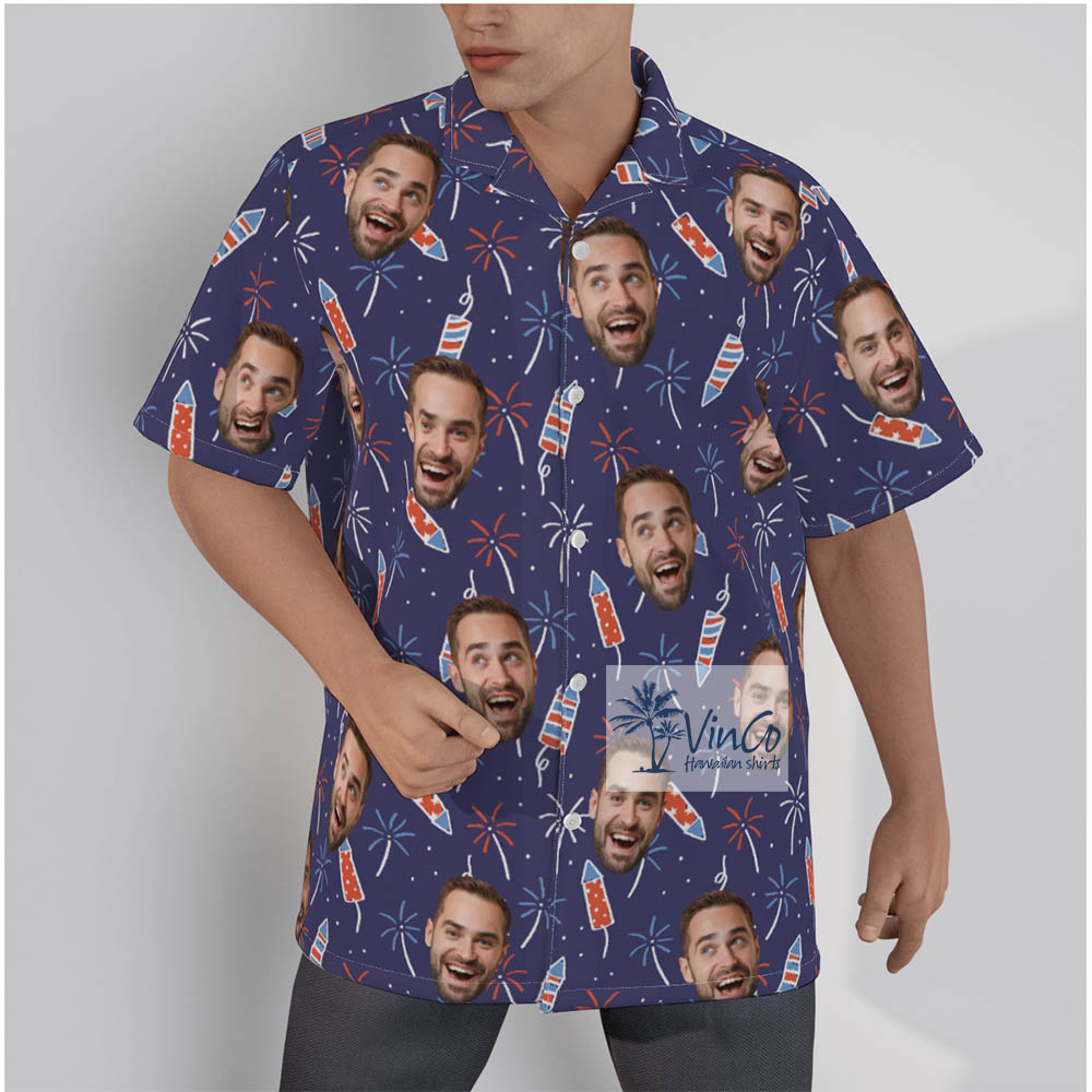 Custom Face 4th Of July Hawaiian Shirt For Independence Day Patriotic Theme - variant image 1
