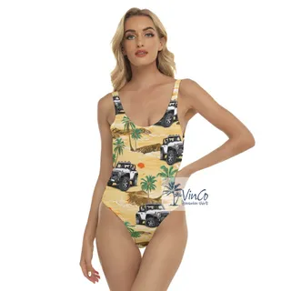 Funny Custom Tropical Hawaiian Swimsuit With Car Photo