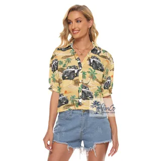 Custom Tropical Hawaiian Cropped Shirt With Car