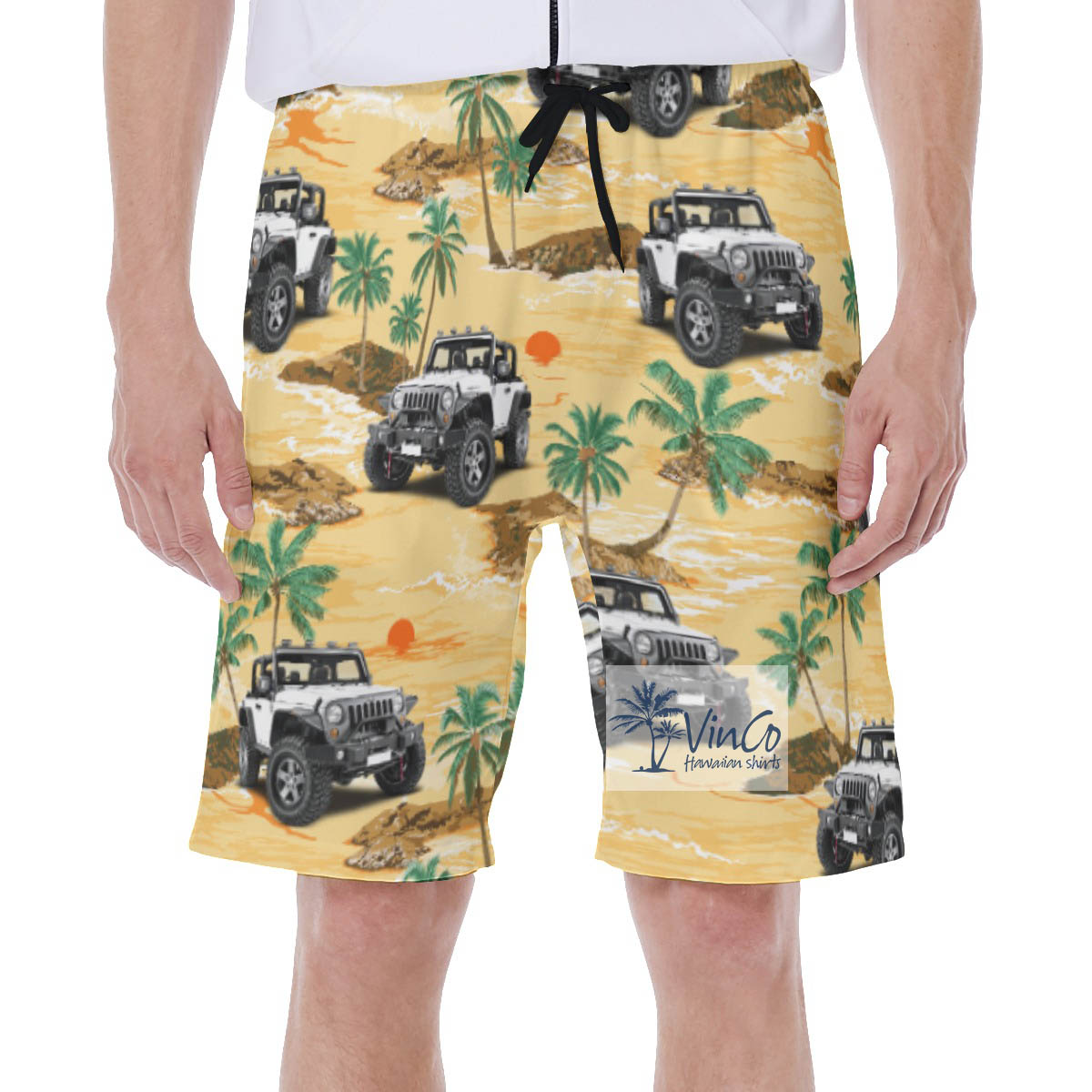 Customize Hawaiian Swim Trunks With Car Image - variant image 1