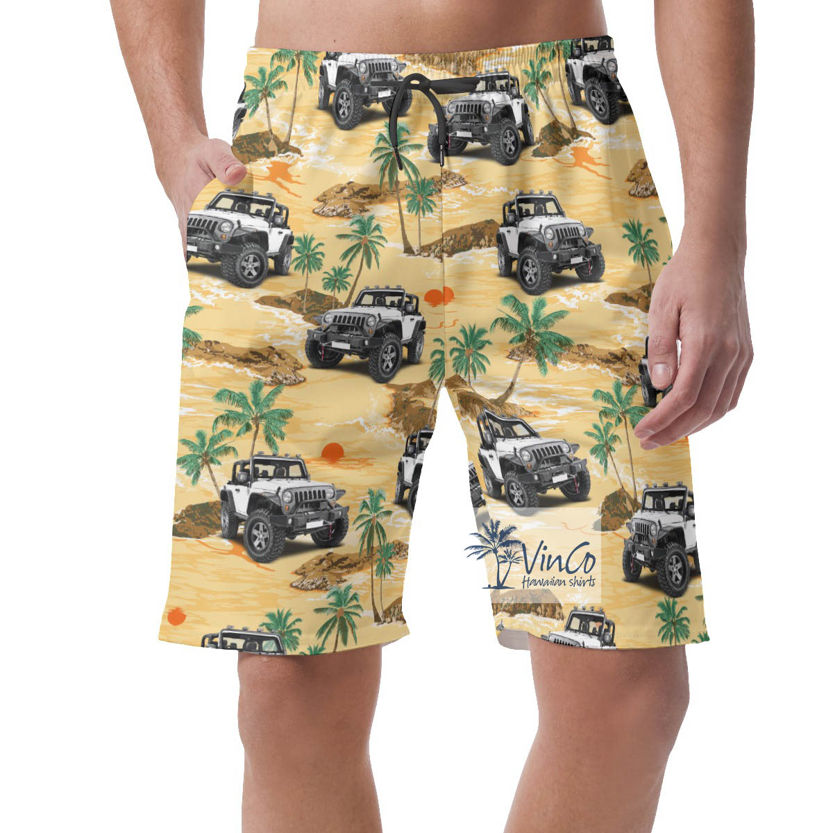 Custom Car Photo Hawaiian Beach Shorts For Men - variant image 1