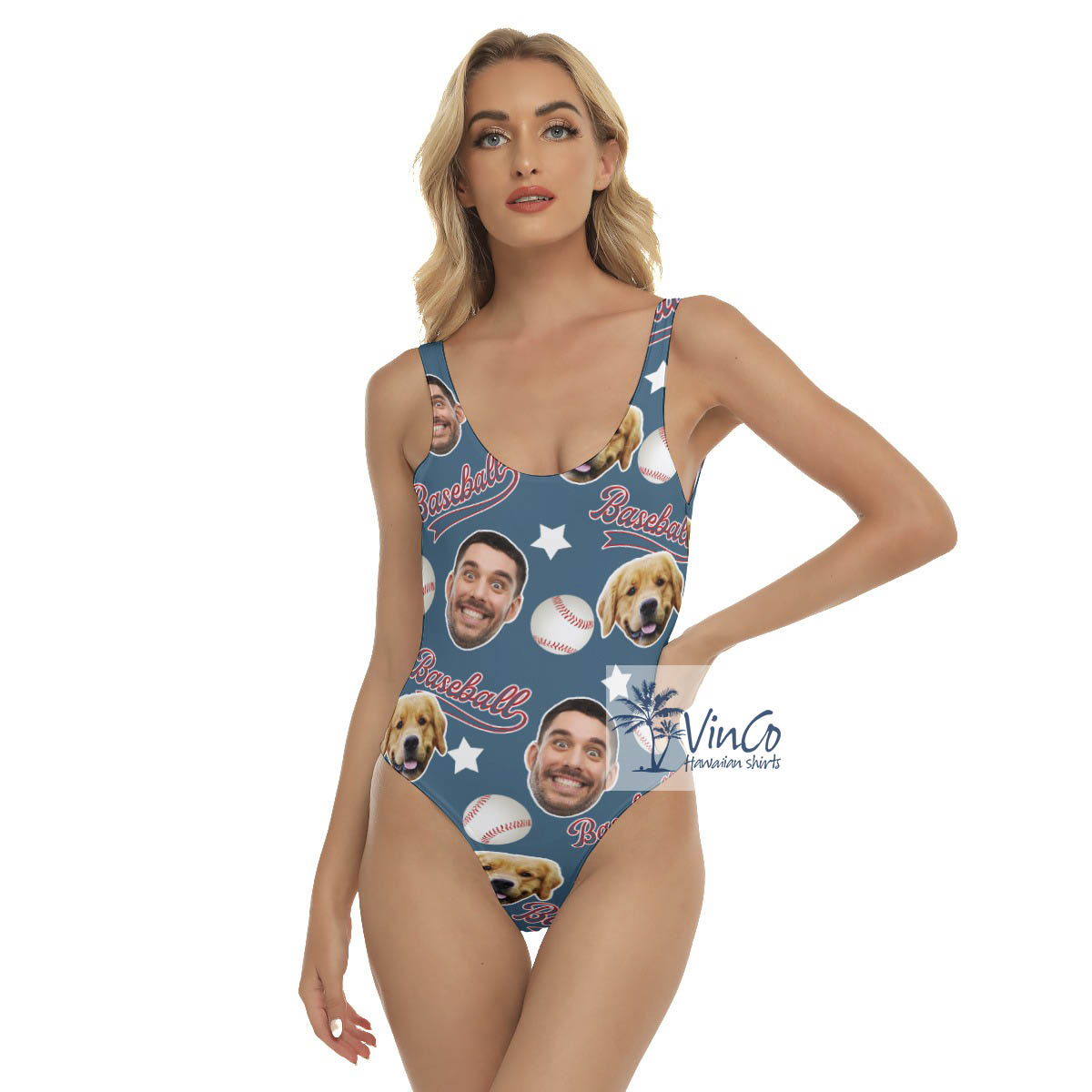 Baseball Hawaiian Swimsuit With Custom Face - variant image 1